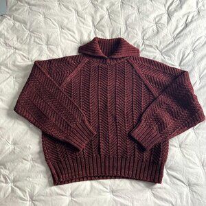 Misha & Puff Fishbone Merino Wool Sweater in Bark